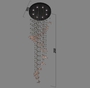 Đèn chùm pha lê thả thông minh PL064 gồm mâm tròn inox gương trắng 8K,45 bướm pha lê, 8 đèn dimmer, KT(mm): D500 x H2500